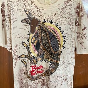 “ Bush Tucker” Tjapukai Aboriginal Dance Theater shirt with Art by Jamie Meeks